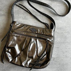 MZ Wallace Nylon Studded Crossbody Bag Metallic Silver